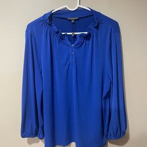Adrianna Papell Cobalt Blue Ruffle Blouse